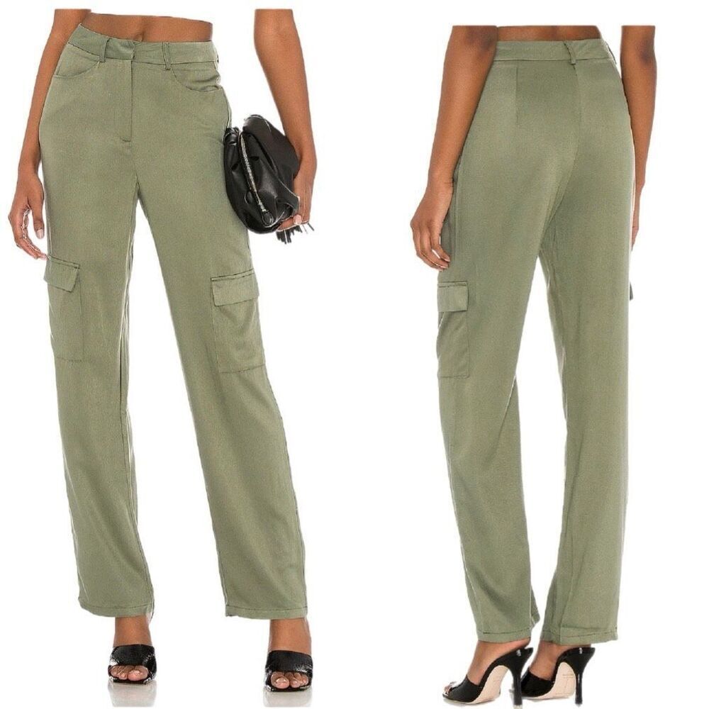 Superdown Green 100% Tencel Straight Leg Cargo Pants XS MSRP $88